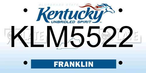 KLM5522 Kentucky License Plate