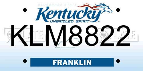 KLM8822 Kentucky License Plate