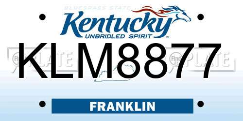 KLM8877 Kentucky License Plate