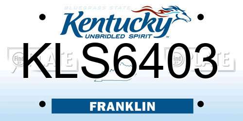 KLS6403 Kentucky License Plate