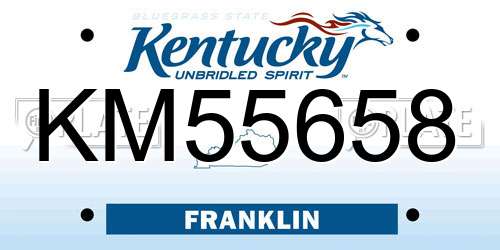 KM55658 Kentucky License Plate