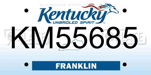 KM55685 Kentucky License Plate