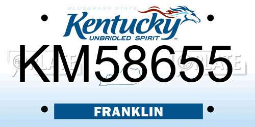 KM58655 Kentucky License Plate