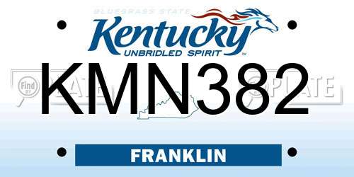 KMN382 Kentucky License Plate