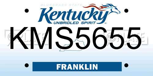 KMS5655 Kentucky License Plate