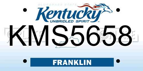 KMS5658 Kentucky License Plate