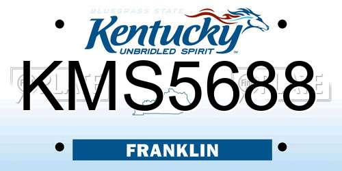 KMS5688 Kentucky License Plate
