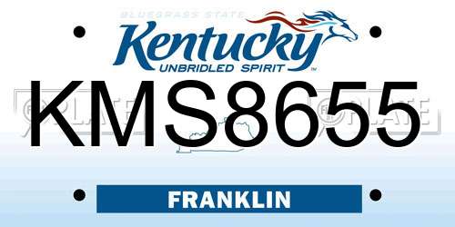 KMS8655 Kentucky License Plate