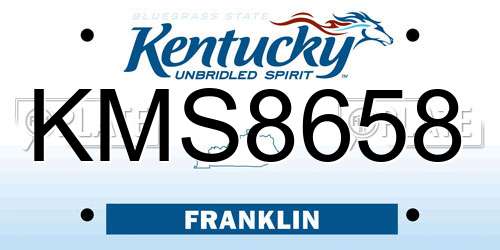 KMS8658 Kentucky License Plate