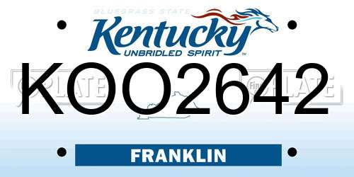 KOO2642 Kentucky License Plate