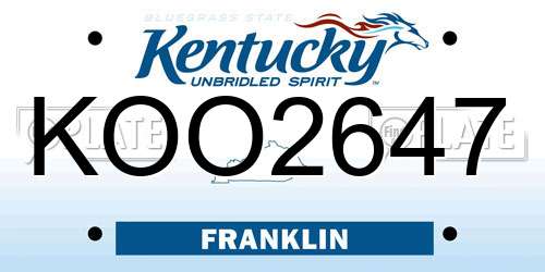 KOO2647 Kentucky License Plate