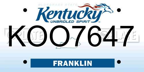 KOO7647 Kentucky License Plate