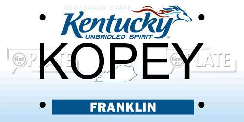 KOPEY Kentucky License Plate
