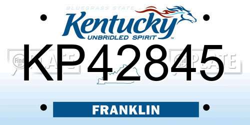 KP42845 Kentucky License Plate