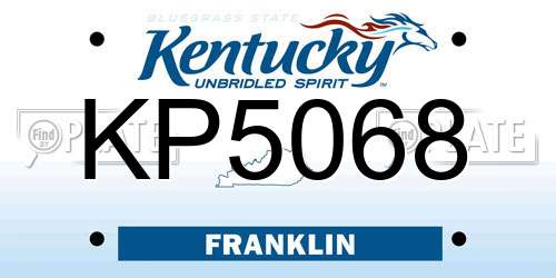 KP5068 Kentucky License Plate