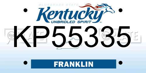 KP55335 Kentucky License Plate