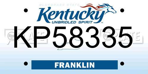 KP58335 Kentucky License Plate
