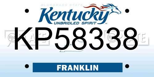 KP58338 Kentucky License Plate