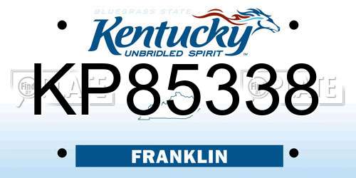 KP85338 Kentucky License Plate