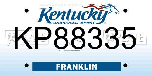 KP88335 Kentucky License Plate