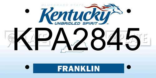 KPA2845 Kentucky License Plate