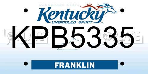 KPB5335 Kentucky License Plate