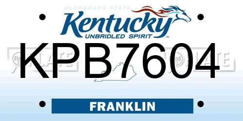 KPB7604 Kentucky License Plate