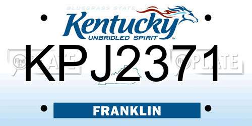 KPJ2371 Kentucky License Plate