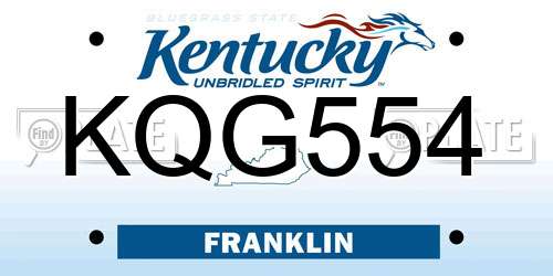 KQG554 Kentucky License Plate