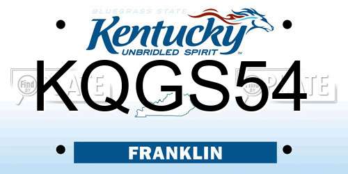 KQGS54 Kentucky License Plate