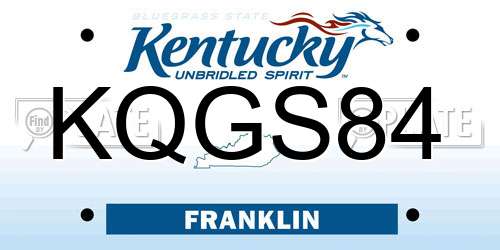 KQGS84 Kentucky License Plate