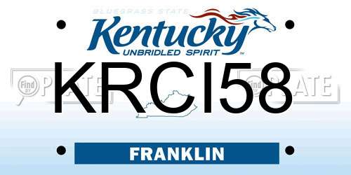 KRCI58 Kentucky License Plate