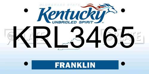 KRL3465 Kentucky License Plate