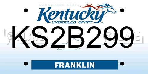 KS2B299 Kentucky License Plate
