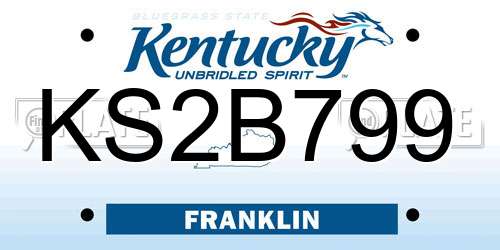 KS2B799 Kentucky License Plate