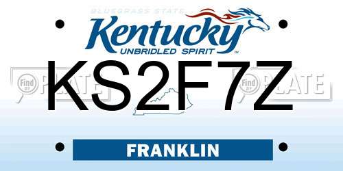 KS2F7Z Kentucky License Plate
