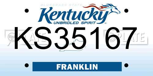 KS35167 Kentucky License Plate