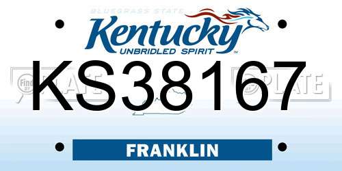 KS38167 Kentucky License Plate