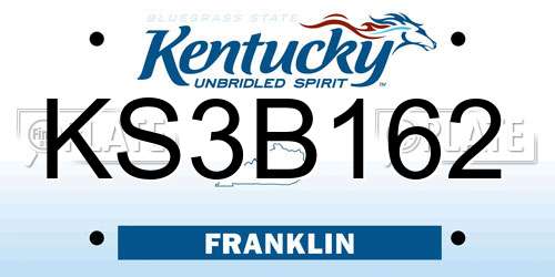 KS3B162 Kentucky License Plate