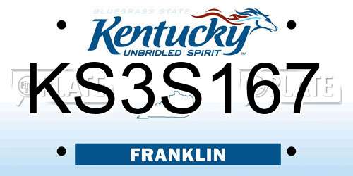 KS3S167 Kentucky License Plate