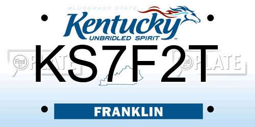 KS7F2T Kentucky License Plate