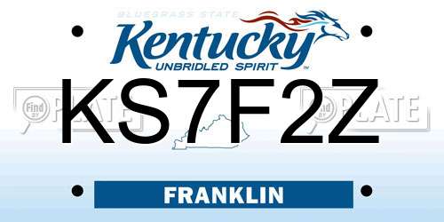 KS7F2Z Kentucky License Plate
