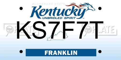 KS7F7T Kentucky License Plate