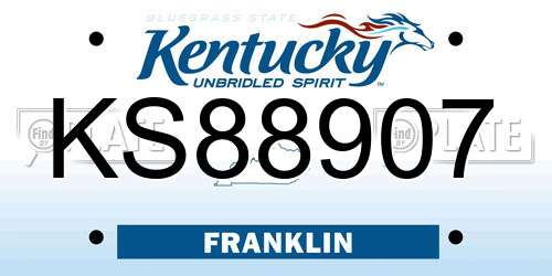 KS88907 Kentucky License Plate
