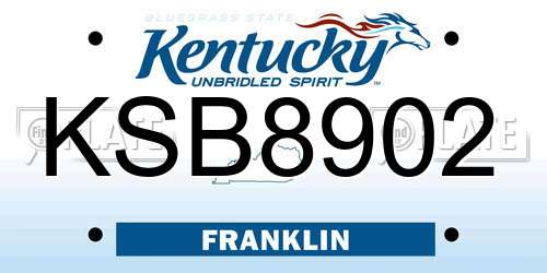 KSB8902 Kentucky License Plate