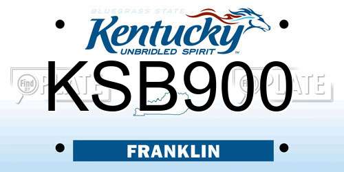 KSB900 Kentucky License Plate