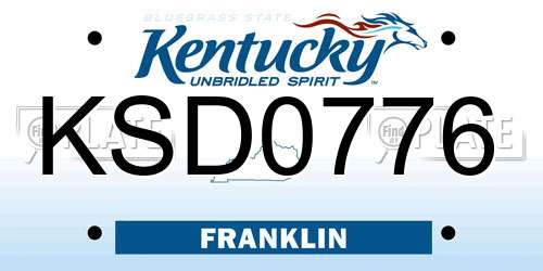 KSD0776 Kentucky License Plate