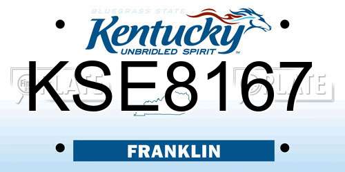 KSE8167 Kentucky License Plate