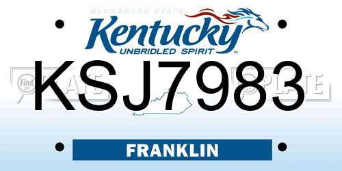 KSJ7983 Kentucky License Plate