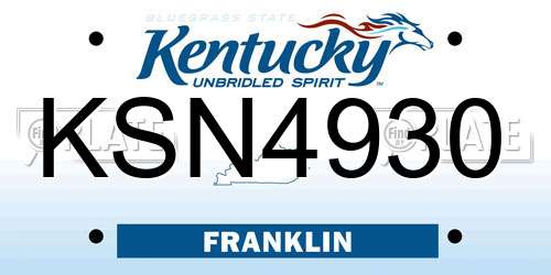 KSN4930 Kentucky License Plate